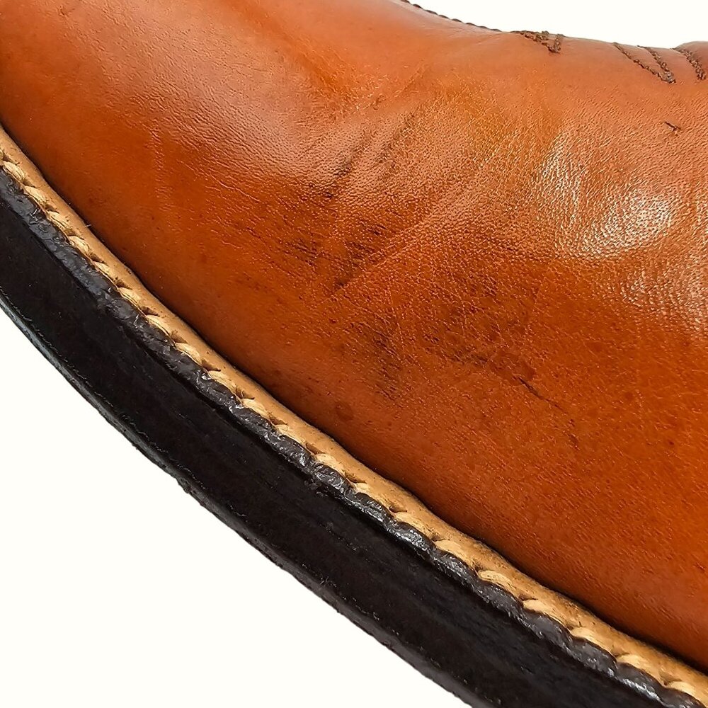 Kangaroo Exotic Bona Allen Cowboy Boots Mens 8D Rust Orange Leather Western 8268 - Picture 9 of 16